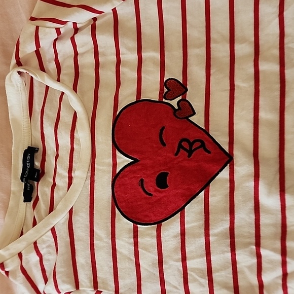 French Connection Heart Striped T Shirt Xs - Picture 3 of 3